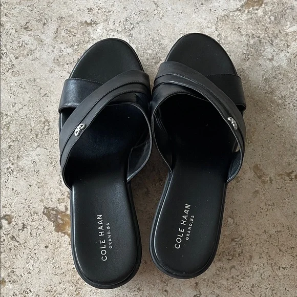 Cole Haan Black Leather Crisscross Mules - Picture 8 of 8